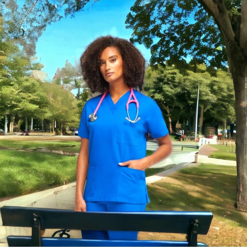 Scrubs Basic Blue 2 Piece Set (Top & Pants) Top - L & Pants - M